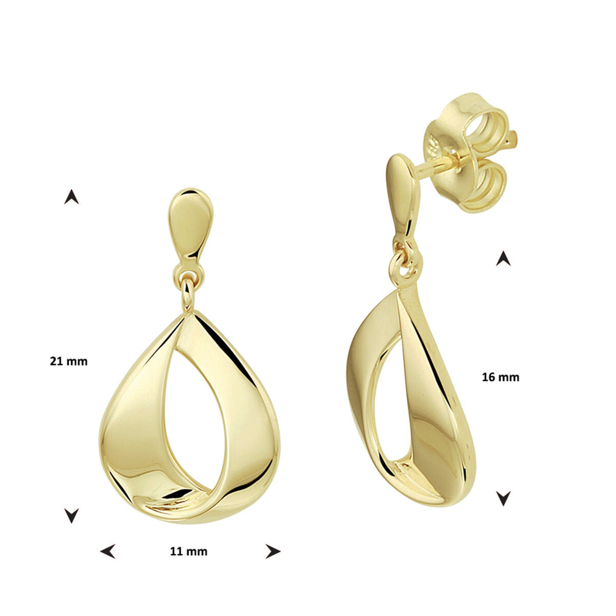 Fantasy Collection Hangende oorbellen schakel 14K geelgoud
