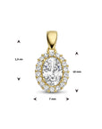 14K geelgoud hanger zirkonia halo 4028201 - PansiteNederland.nl