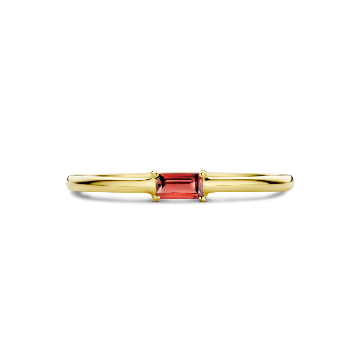 Ring met geboortesteen granaat januari 14K geelgoud