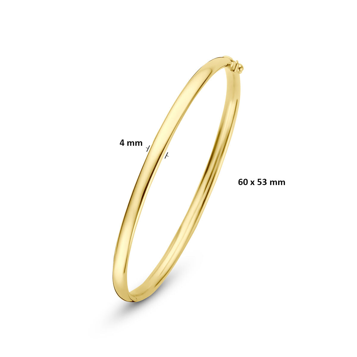 Scharnier bangle ovale buis massief 4 x 9K geelgoud 60 mm