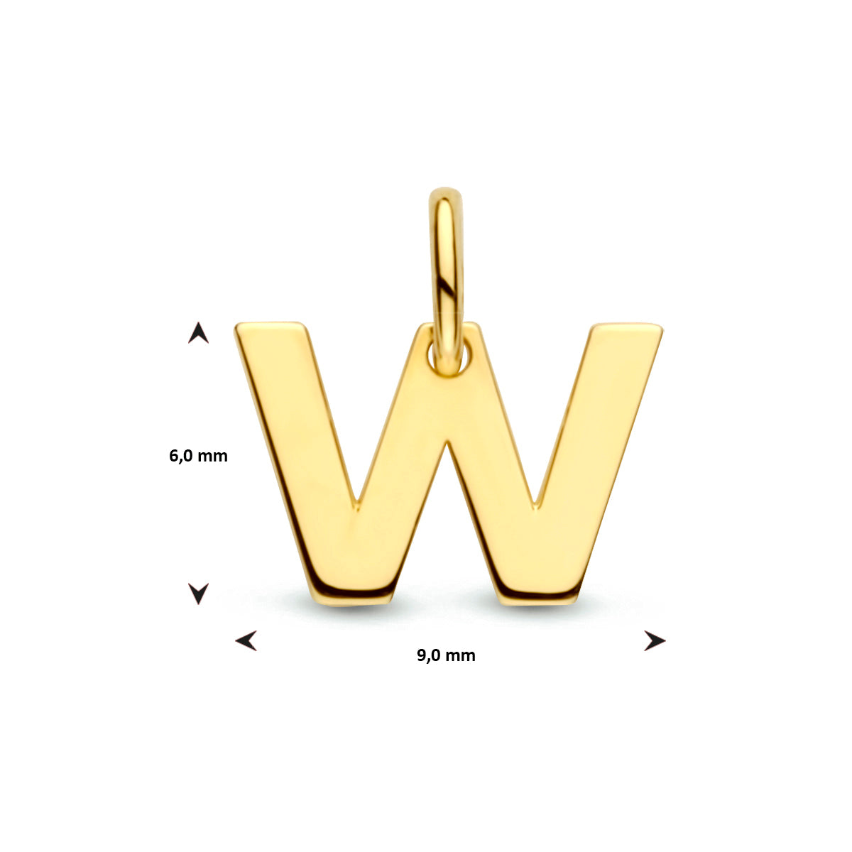 Hanger letter W 9K geelgoud #Letter_W