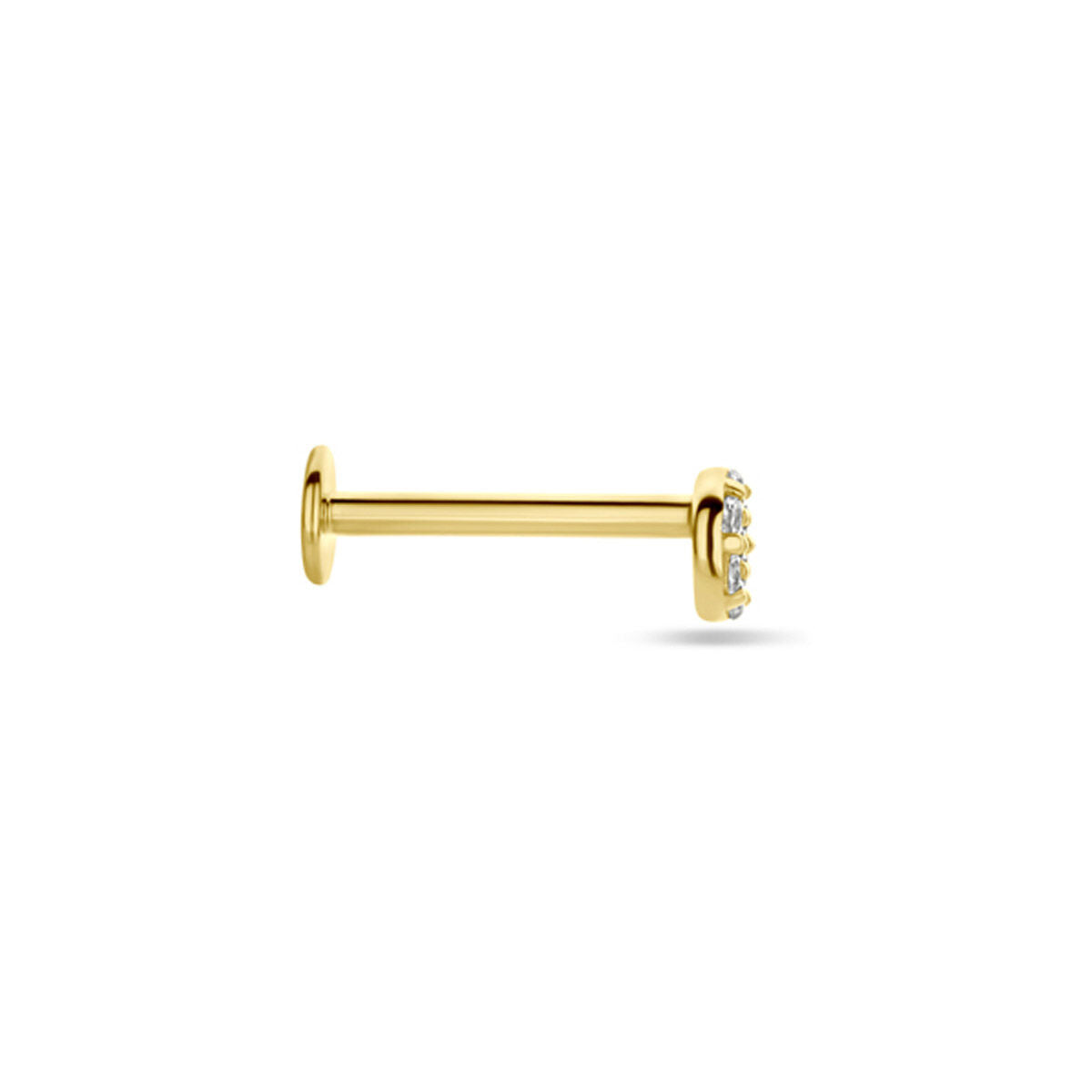 Flat back piercing zirkonia 9K geelgoud 3,5 mm wit