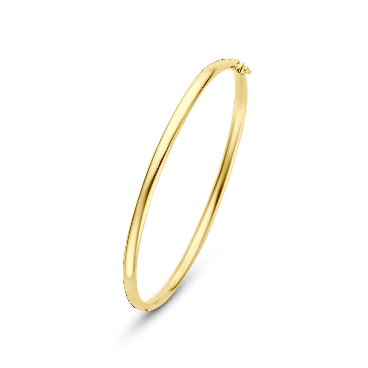Bangle scharnier ovale buis massief 3 x 9K geelgoud 60 mm
