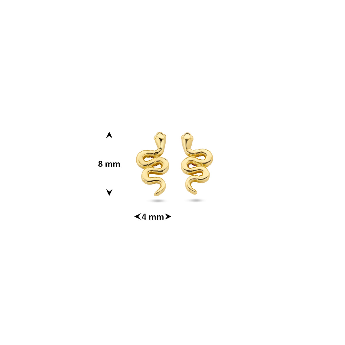 Oorknoppen slang 9K geelgoud 8 mm