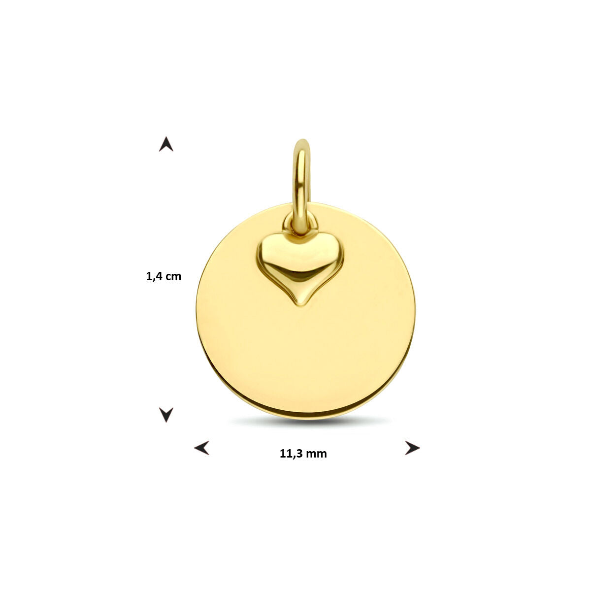9K Geelgouden 9k graveerhanger hartje 14 mm - 8000274 - PansiteNederland.nl