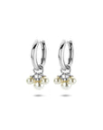 Zilveren gerhodineerde oorringen parels 17 mm - 1341169