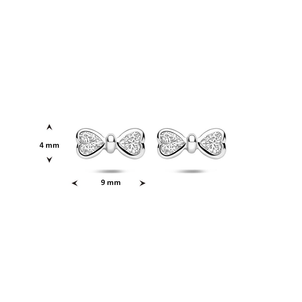 Zilveren gerhodineerde oorknoppen strik zirkonia 4 mm - 1341844