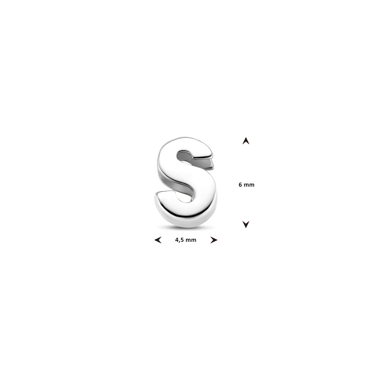 Hanger letter S 6 mm zilver #Letter_S