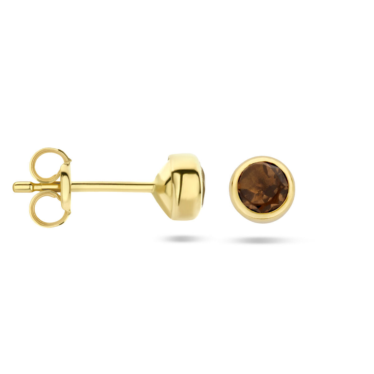 Fantasy Collection Oorbellen rookkwarts 4,5 mm 14K geelgoud