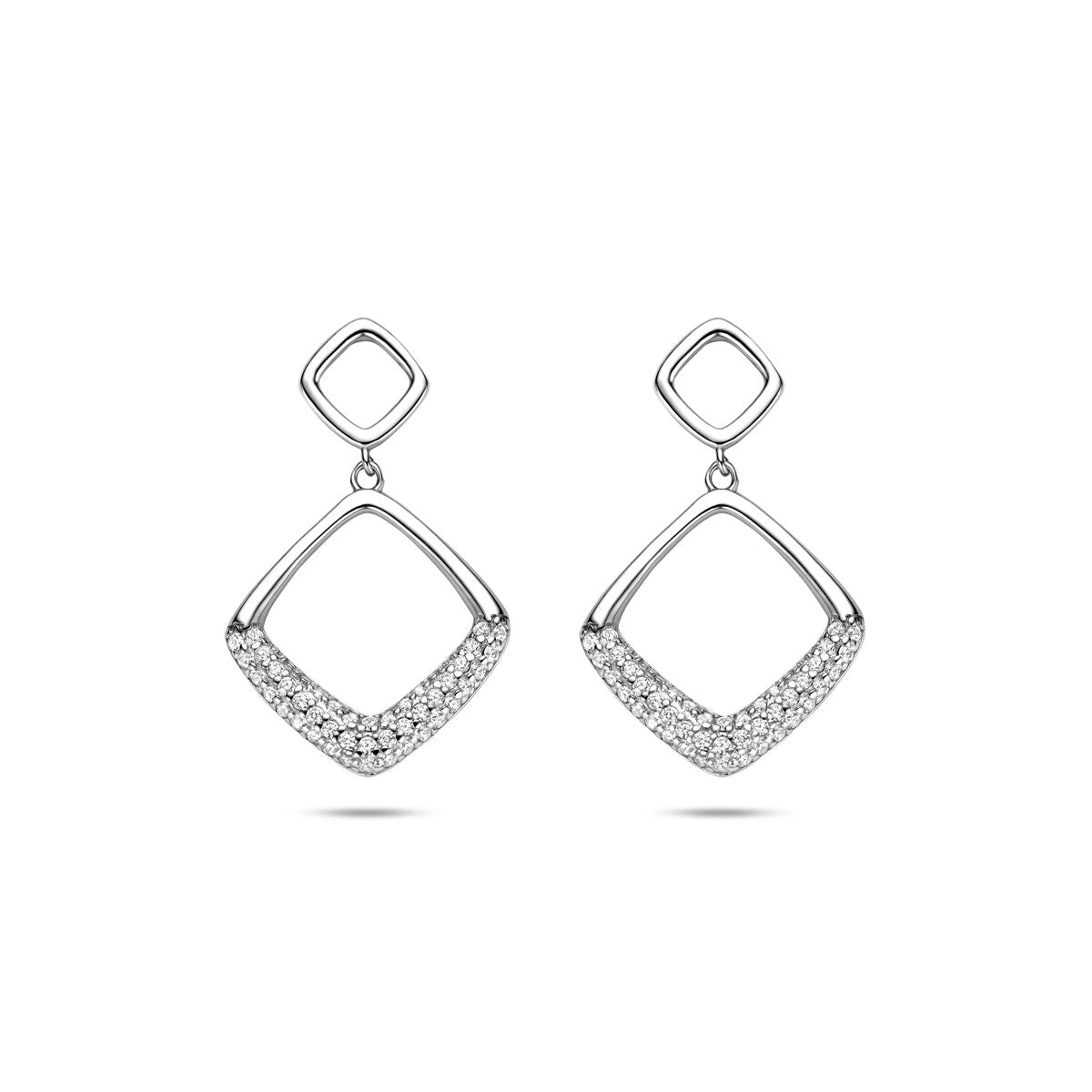 Zilveren gerhodineerde oorhangers zirkonia 25 mm - 1341568