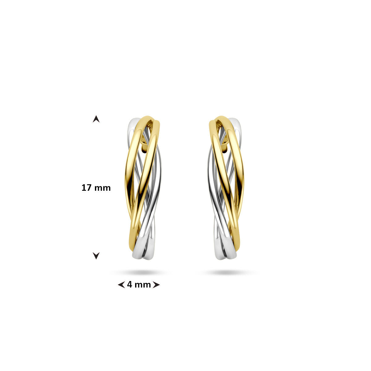 14K bicolor gouden geel/wit stekeroorringen 17 mm - 4209105 - PansiteNederland.nl