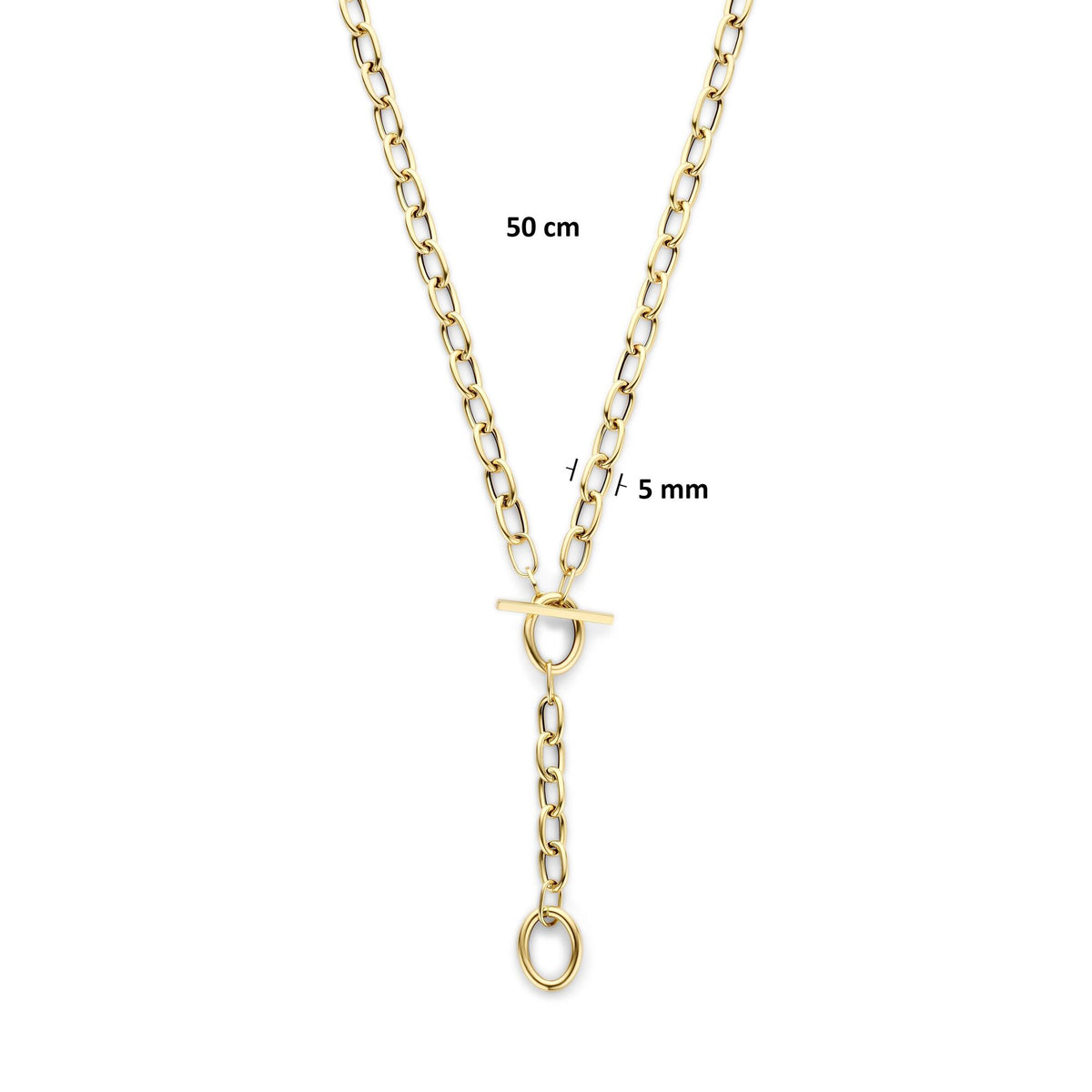 Y-collier kapittelslot 5 mm 14K geelgoud 50 cm