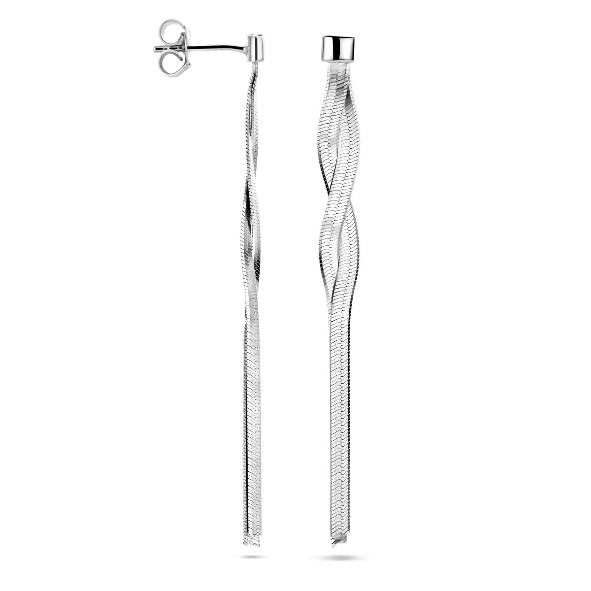 Zilveren gerhodineerde oorhangers schakel 60 mm - 1341603 - PansiteNederland.nl