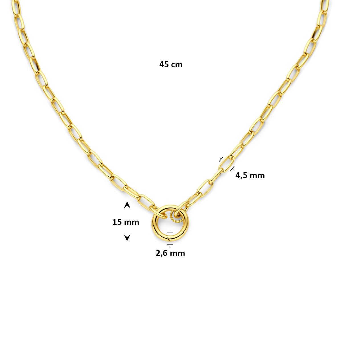 Fantasy Collection Collier connector 4,5 mm 45 cm 14K geelgoud
