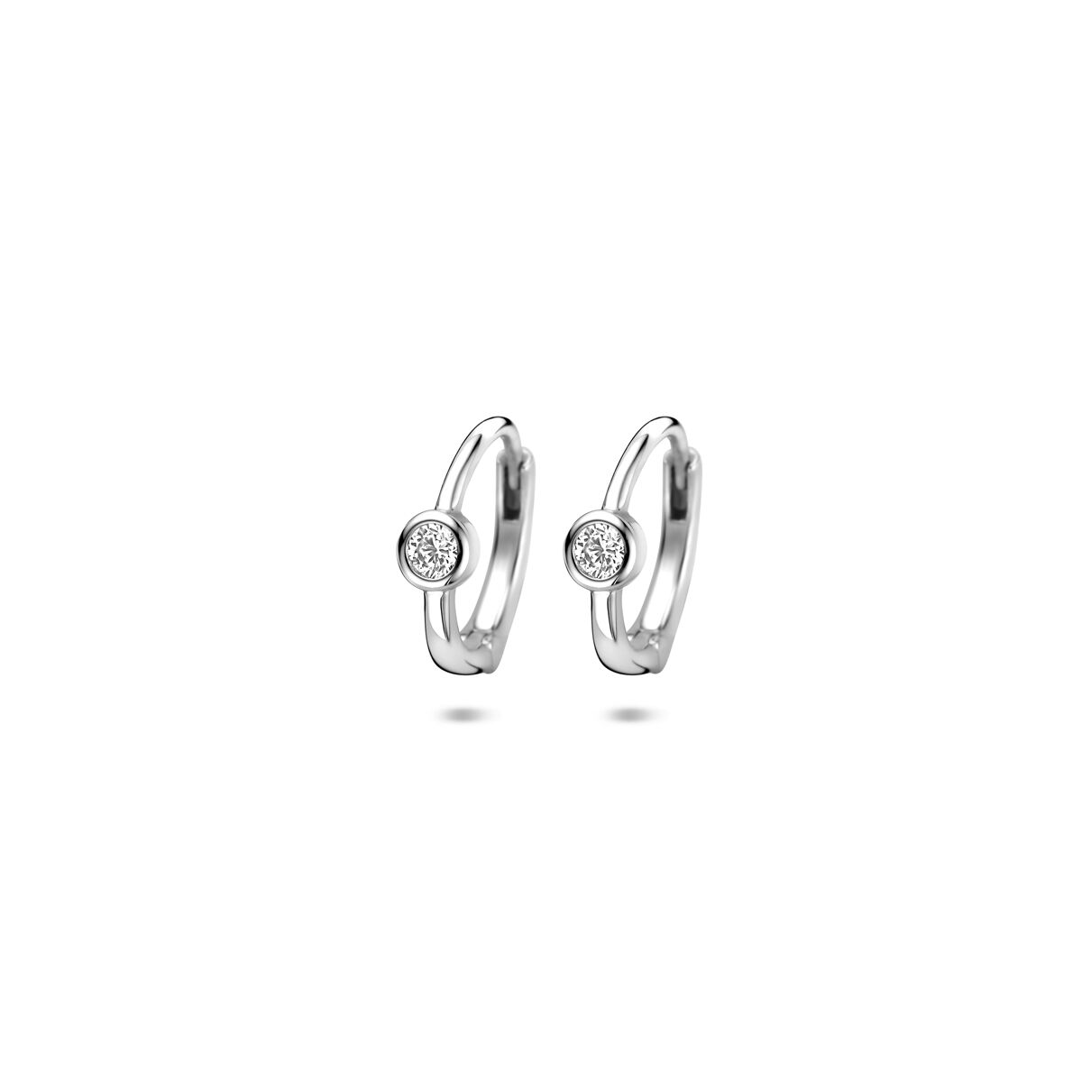Zilveren gerhodineerde klapoorringen zirkonia 12 mm - 1341185