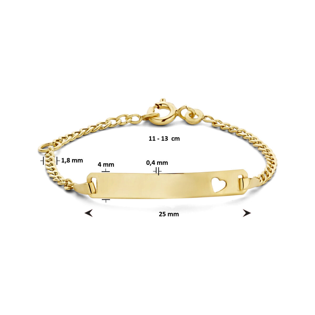 9k graveerarmband hart plaat 4,0 mm 9K geel