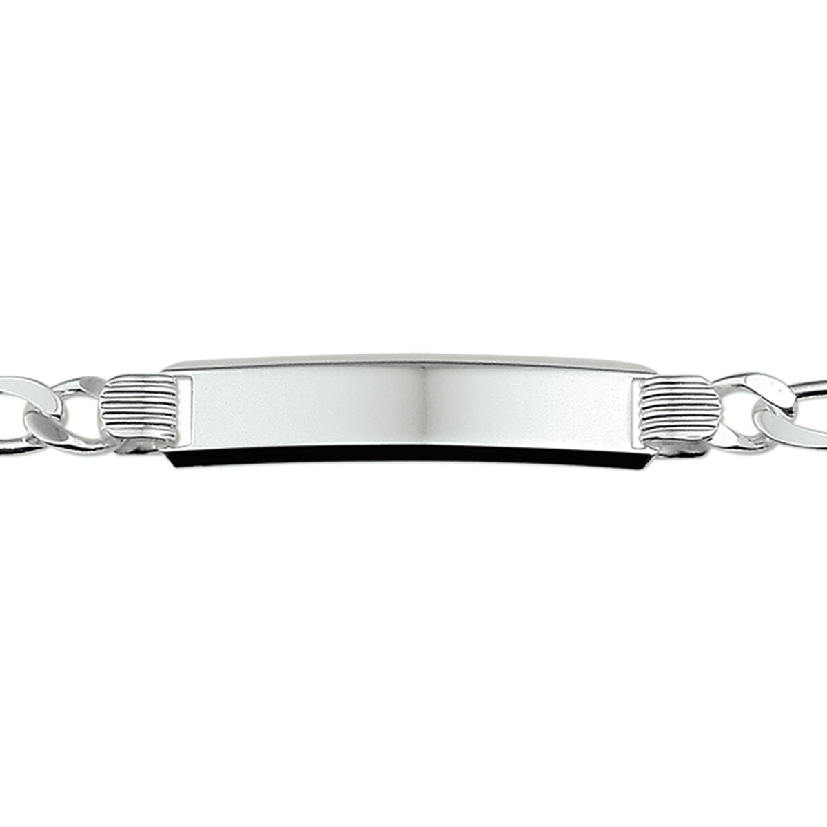 Graveerarmband figaro plaat 8 mm 20 cm zilver gerhodineerd