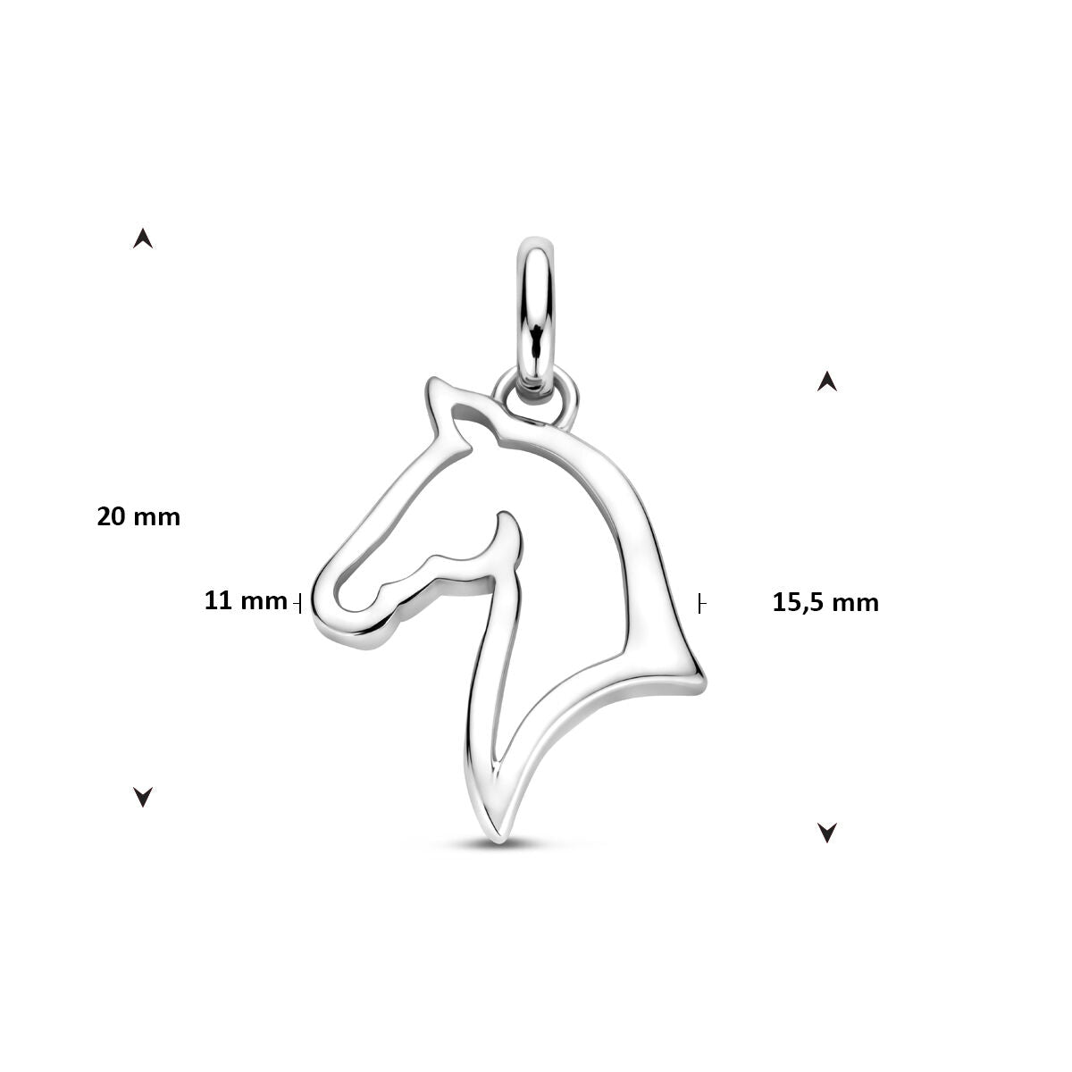 Zilveren gerhodineerde hanger paard 20 mm - 1341836 - PansiteNederland.nl