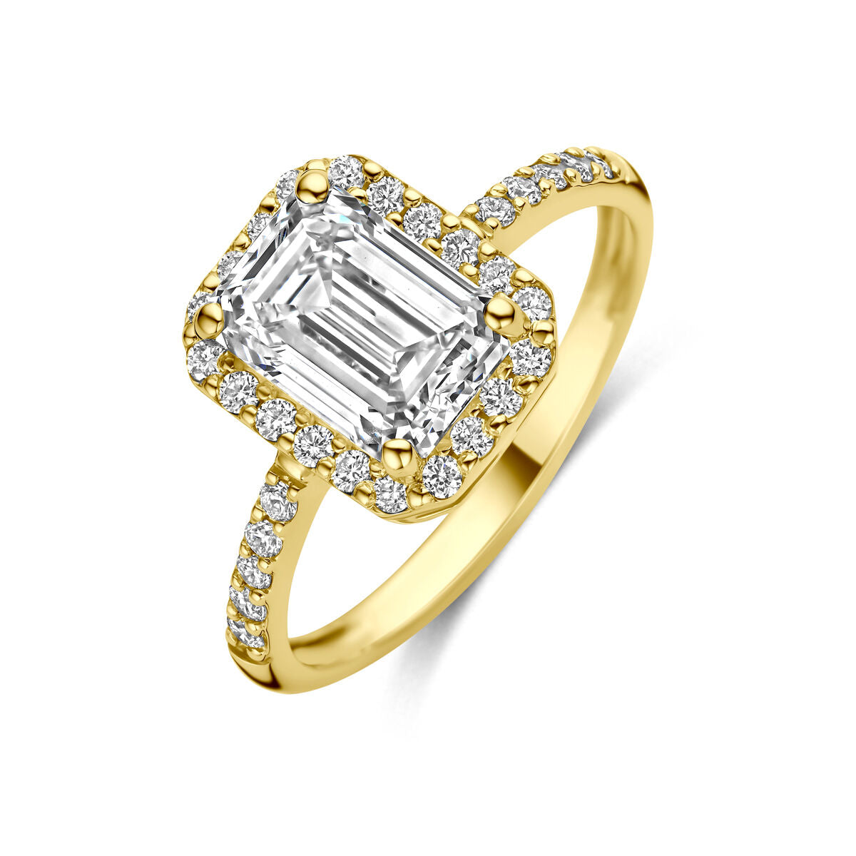 Ring lab grown diamant 2.32ct f vs 14K geelgoud