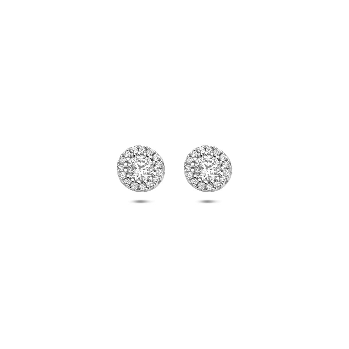 Zilveren gerhodineerde oorknoppen zirkonia 6 mm - 1341360