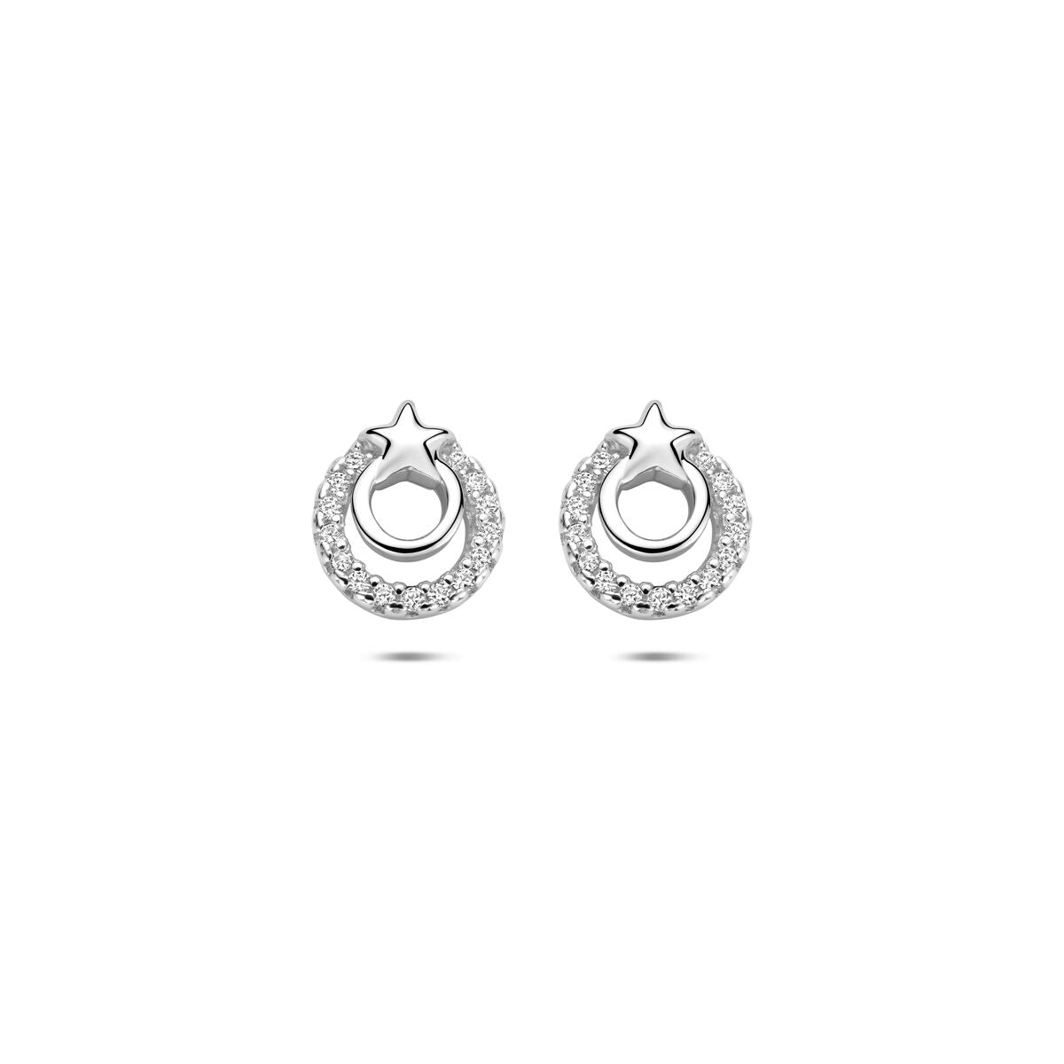 Zilveren gerhodineerde oorknoppen zirkonia 8 mm - 1341353