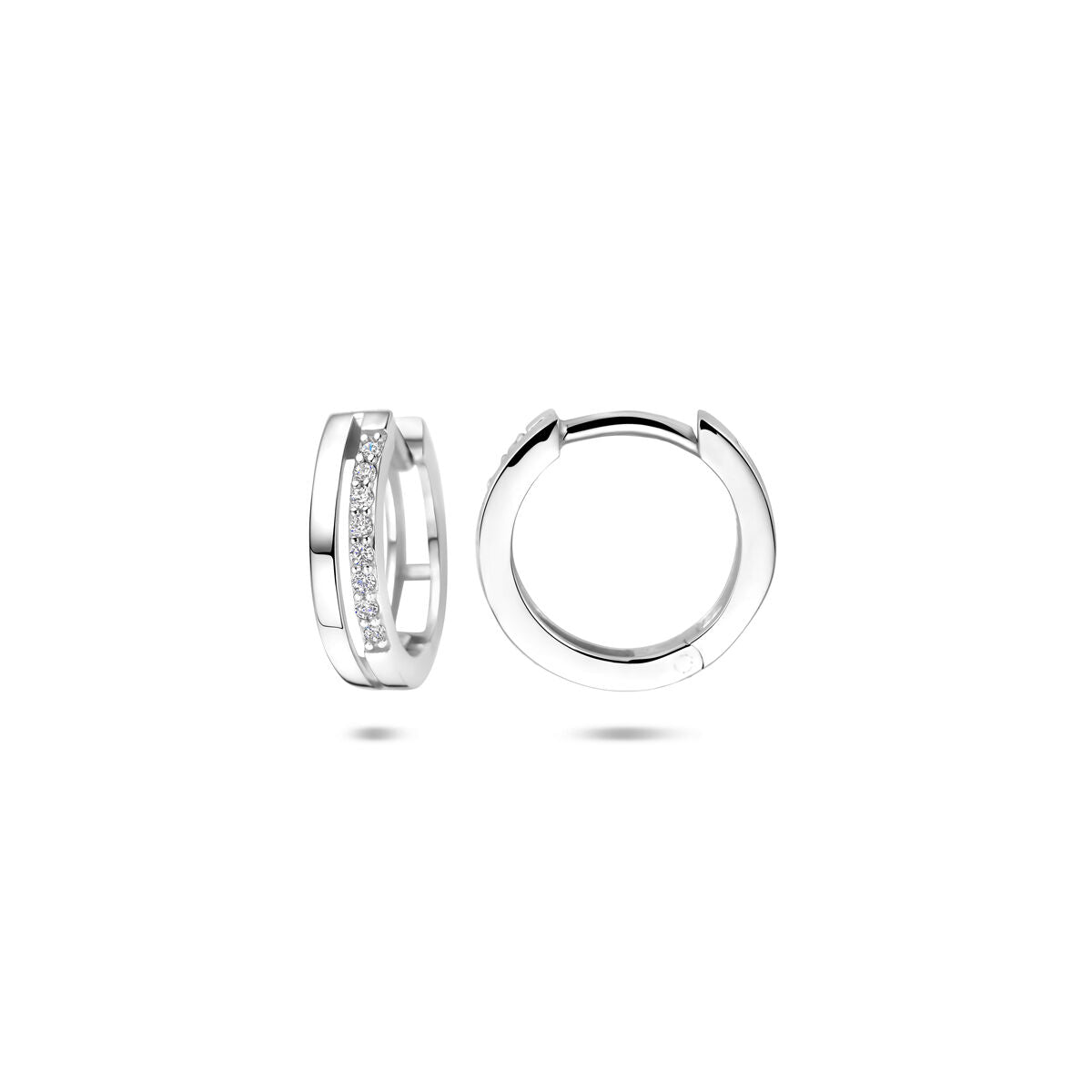 Zilveren gerhodineerde klapoorringen zirkonia 13 mm - 1341266
