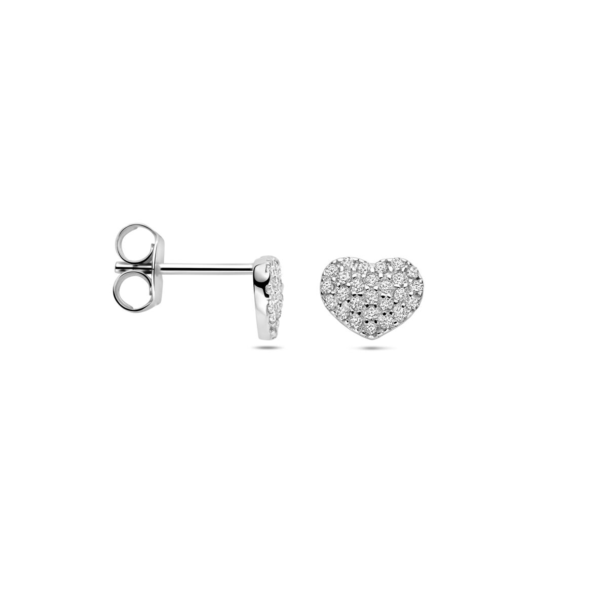 Zilveren gerhodineerde oorknoppen hartjes zirkonia 6,5 mm - 1341567