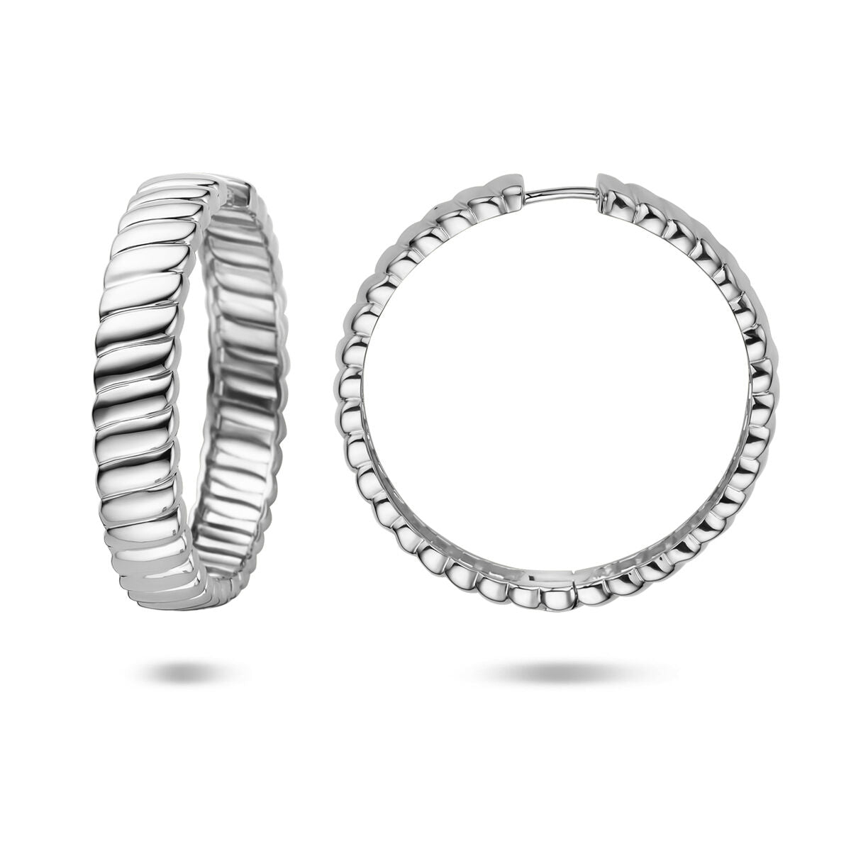 Zilveren gerhodineerde klapoorringen 40 mm - 1341308