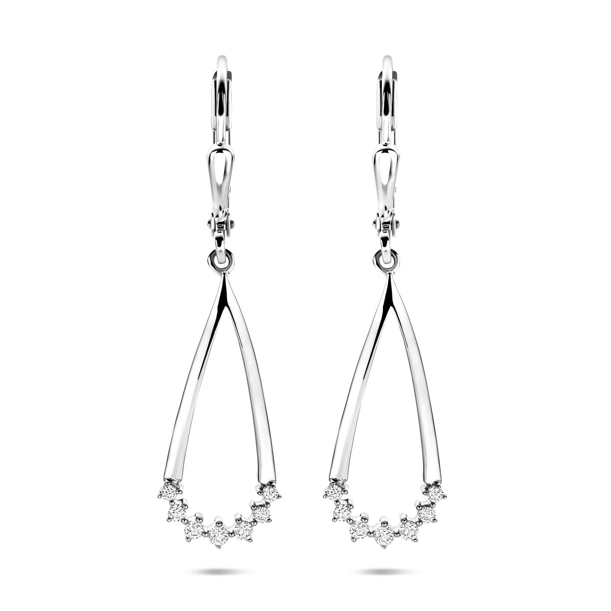 Zilveren gerhodineerde oorhangers zirkonia 36 mm - 1341211
