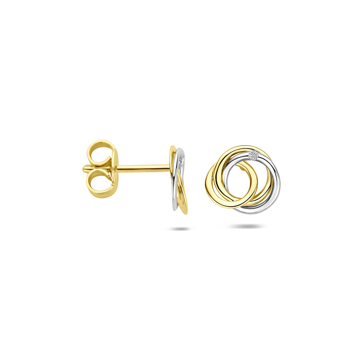 Fantasy Collection Oorbellen diamant 0.02ct (2x0.01ct) h si 8,5 mm 14K bicolor goud