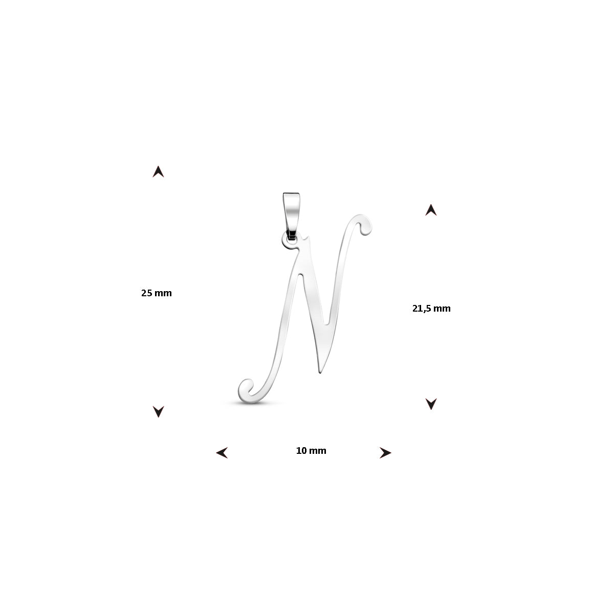 Hanger sierletter N 21,5 mm zilver #Letter_N