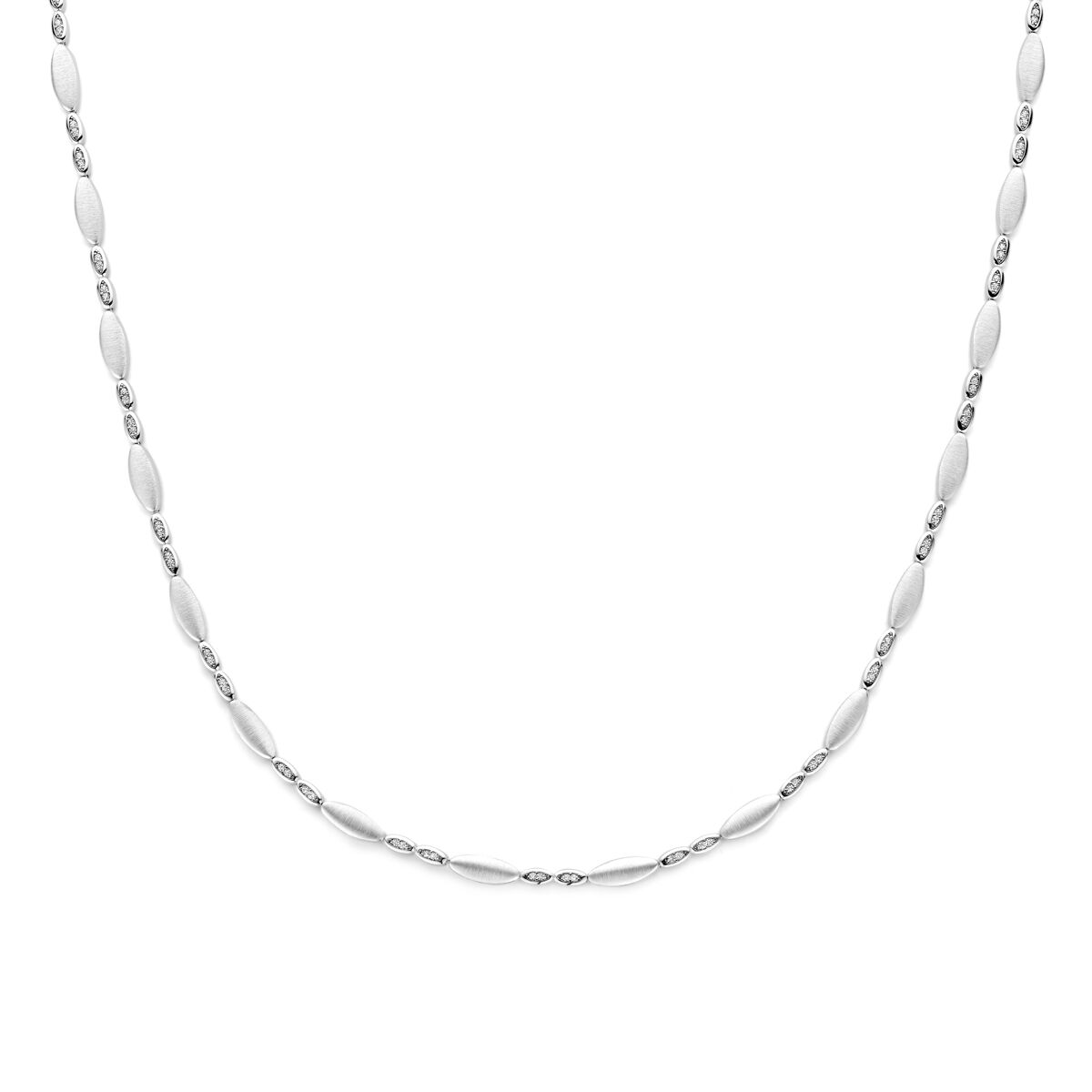 Fantasy Collection Collier zirkonia poli/mat 4,7 mm 45 cm zilver gerhodineerd