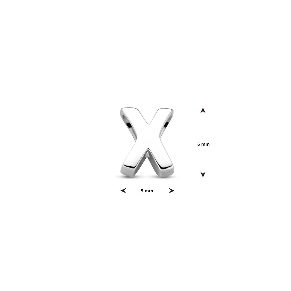 Hanger letter X 6 mm zilver #Letter_X