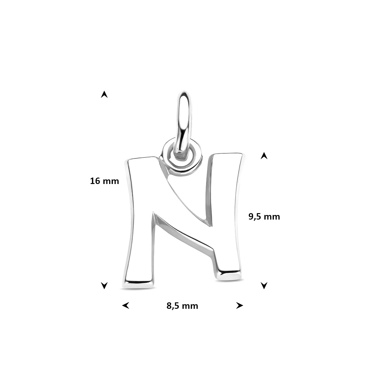 Hanger letter N 10 mm zilver #Letter_N