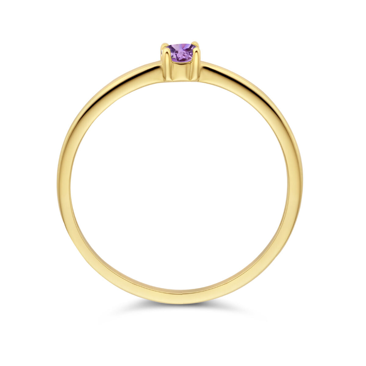 Ring met geboortesteen lichtpaars amethist juni 14K geelgoud