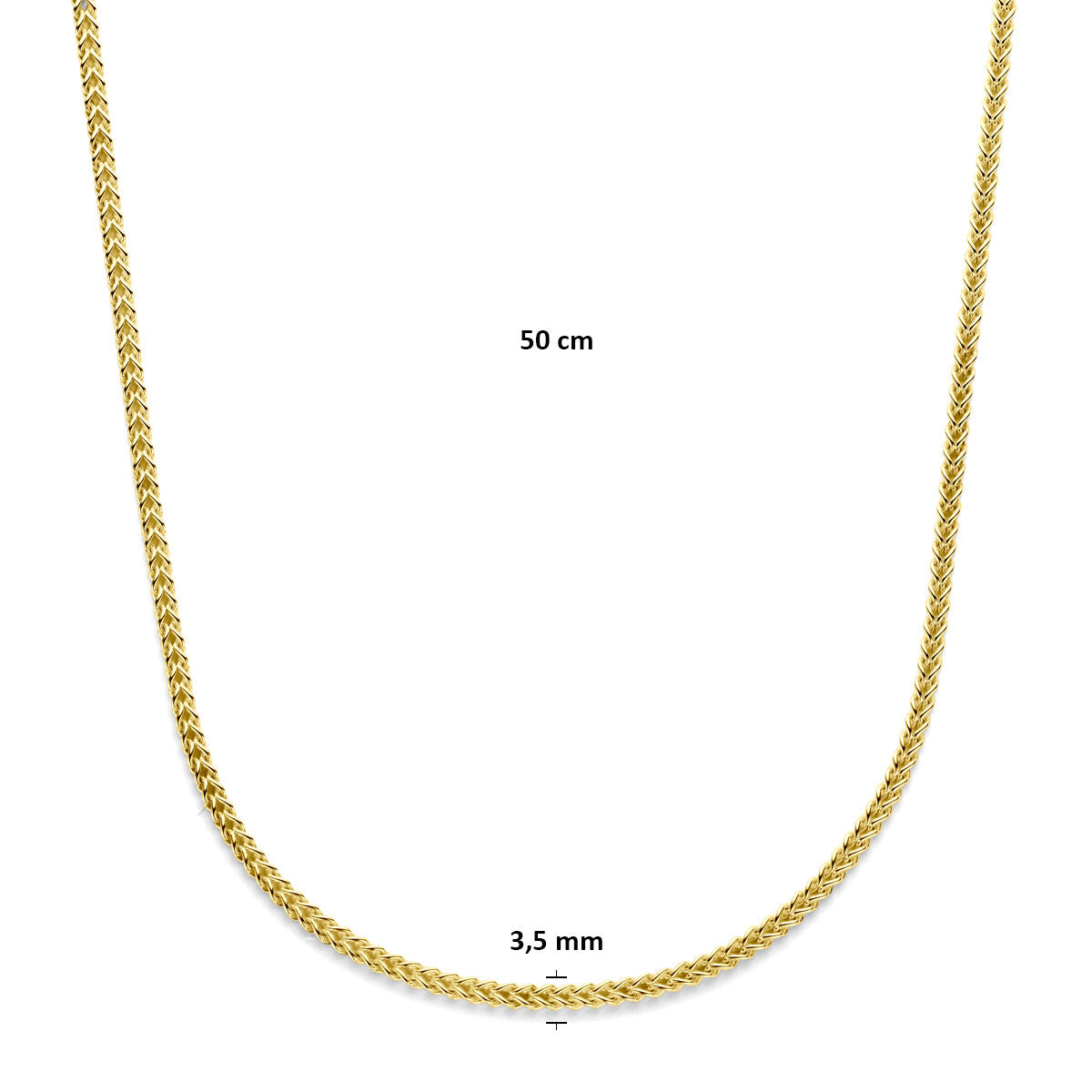 Ketting Gourmette massief 3,5 mm Silgold (geel met zilverkern)