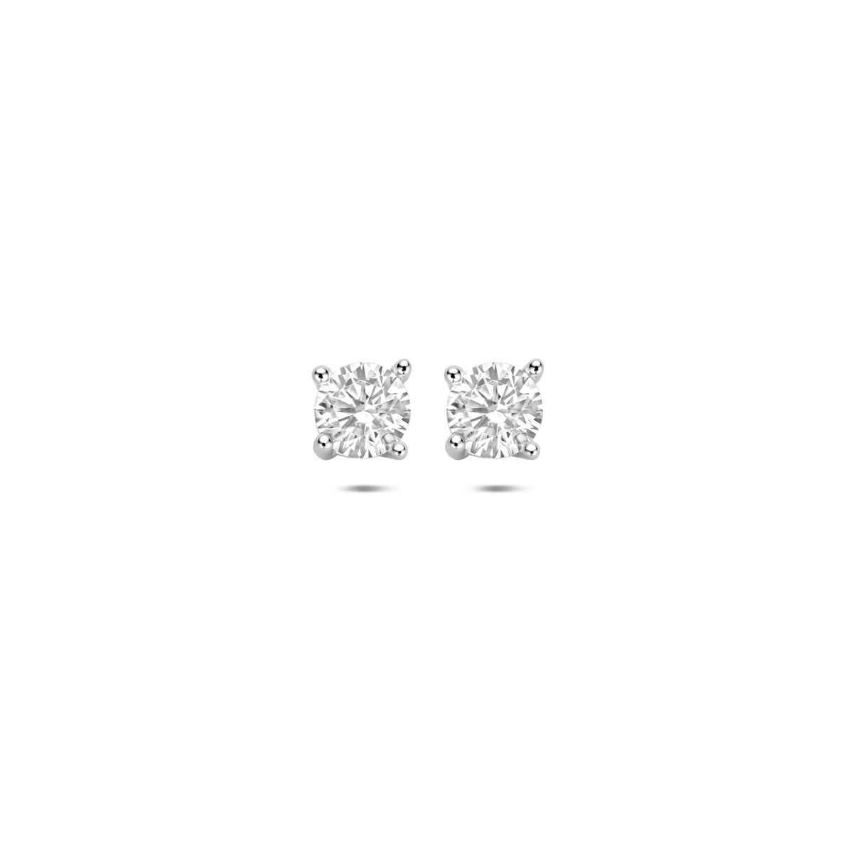 Zilveren gerhodineerde oorknoppen zirkonia 5 mm - 1341352