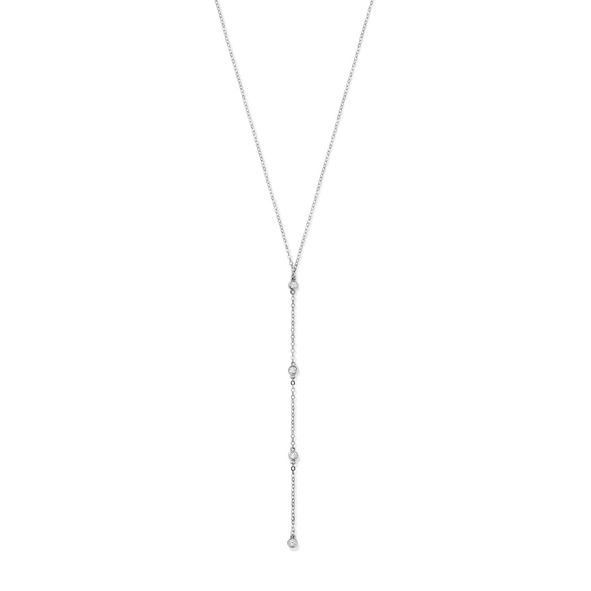 Fantasy Collection Y-collier zirkonia 41 + 4 cm zilver gerhodineerd