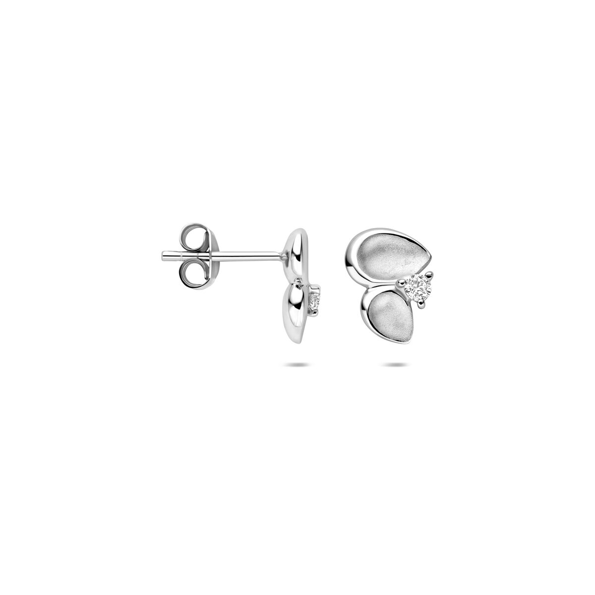 Fantasy Collection Oorbellen zirkonia poli/mat 10,5 mm zilver