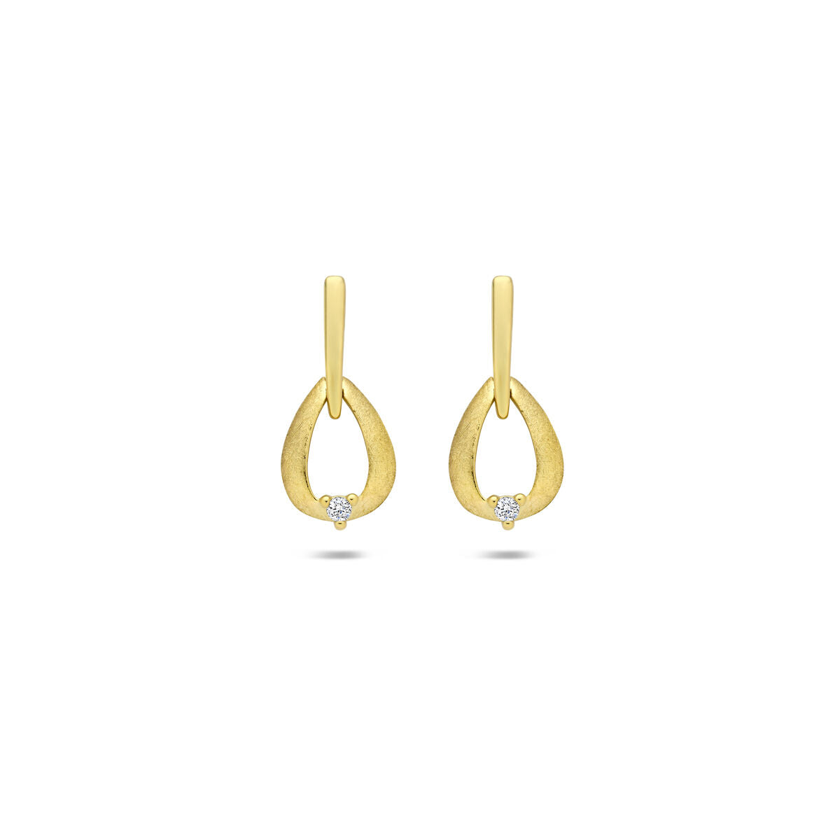 Fantasy Collection Hangende oorbellen diamant 0.02ct (2x 0.01ct) h si 14 mm 14K geelgoud