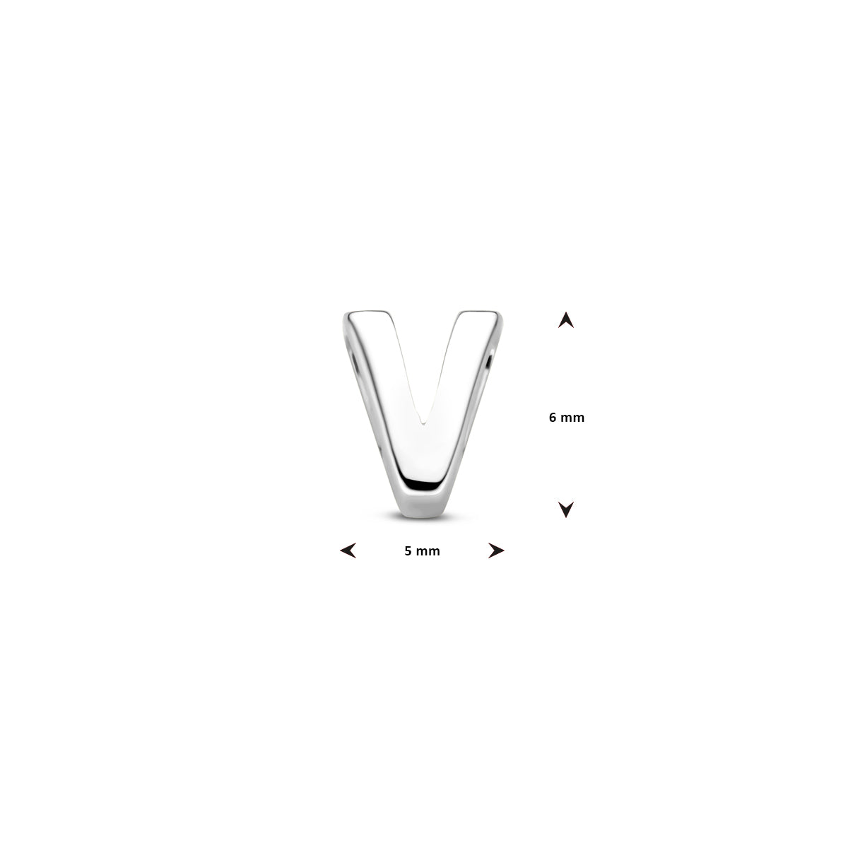 Hanger letter V 6 mm zilver #Letter_V