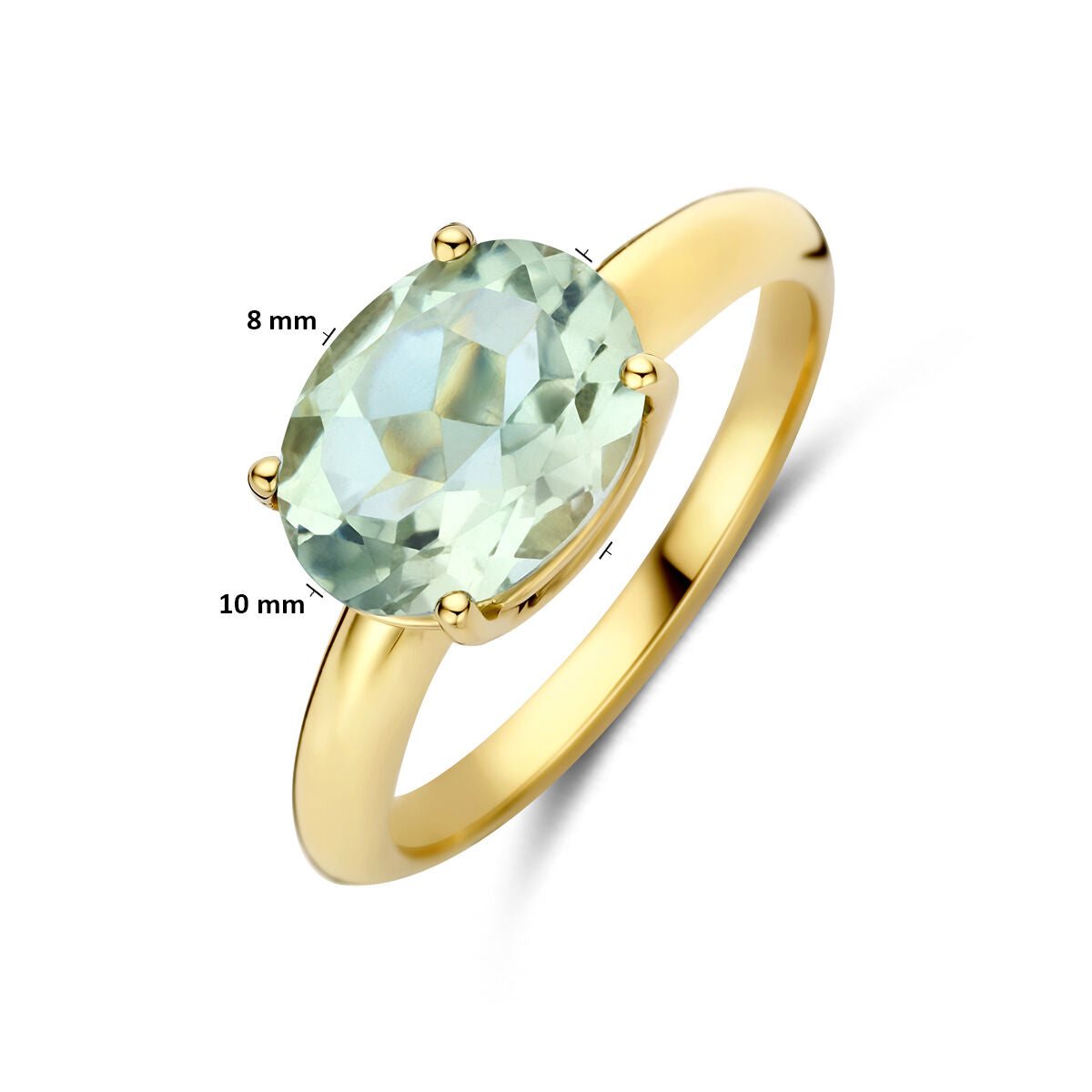 Ring groen amethist 14K geelgoud