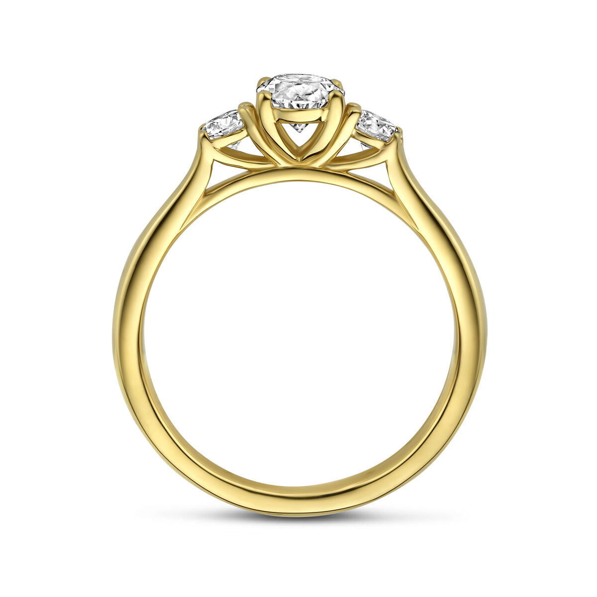 Ring trilogie lab grown diamant 0.99ct f vs 14K geelgoud
