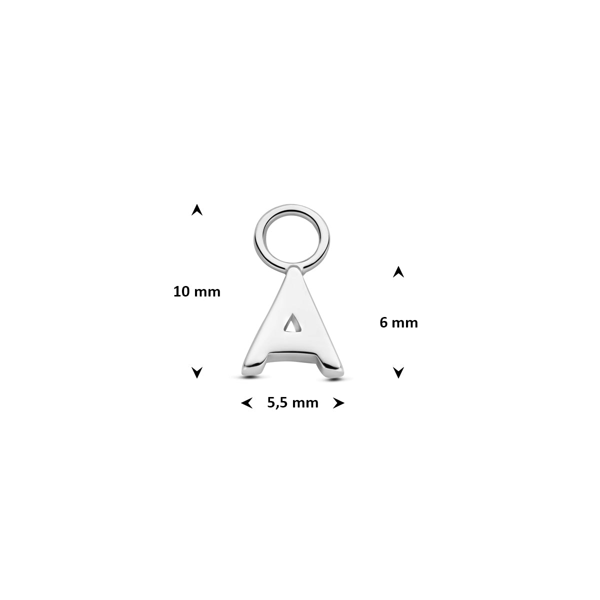 Oorringhanger letter A 6 mm zilver #Letter_A