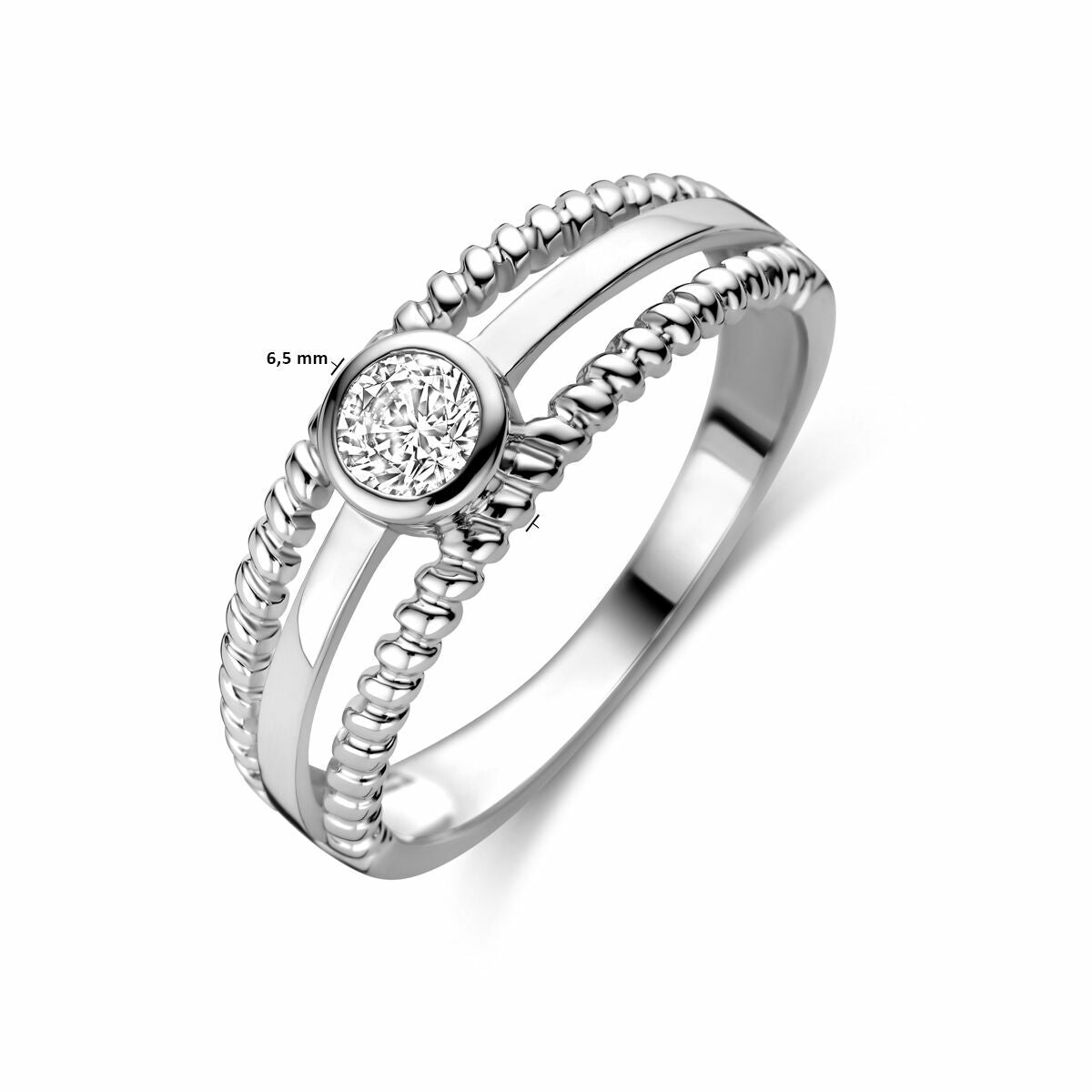 Ring zirkonia zilver gerhodineerd