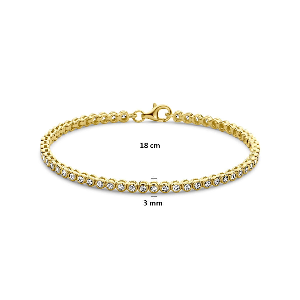 Tennisarmband zirkonia 3 mm 18 cm 3 micron zilver verguld