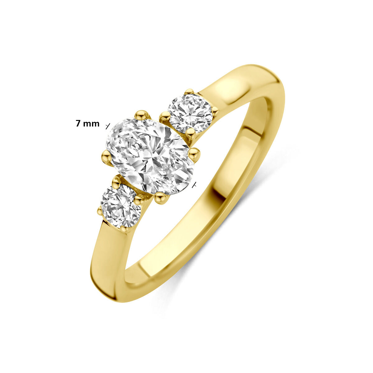Ring trilogie lab grown diamant 0.99ct f vs 14K geelgoud
