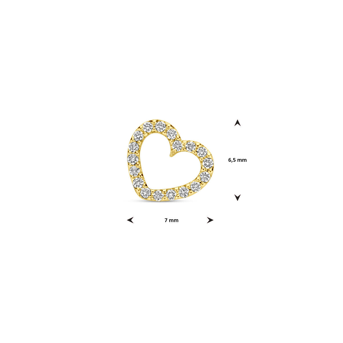 14K geelgouden hanger hartje diamant 0.05ct h si 6,5 mm - 4033299 - PansiteNederland.nl
