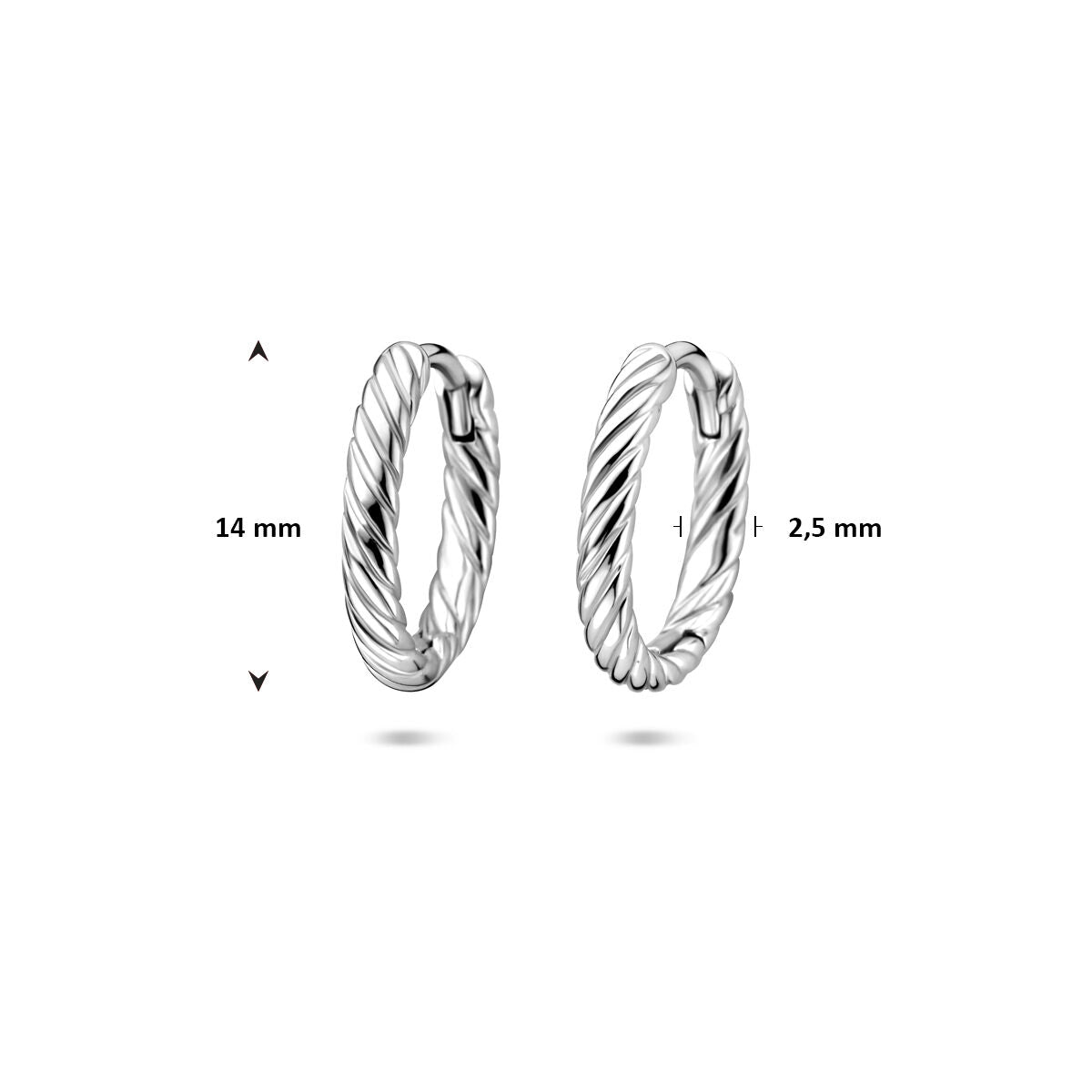 Zilveren gerhodineerde klapoorringen gedraaid 14 mm - 1341709 - PansiteNederland.nl