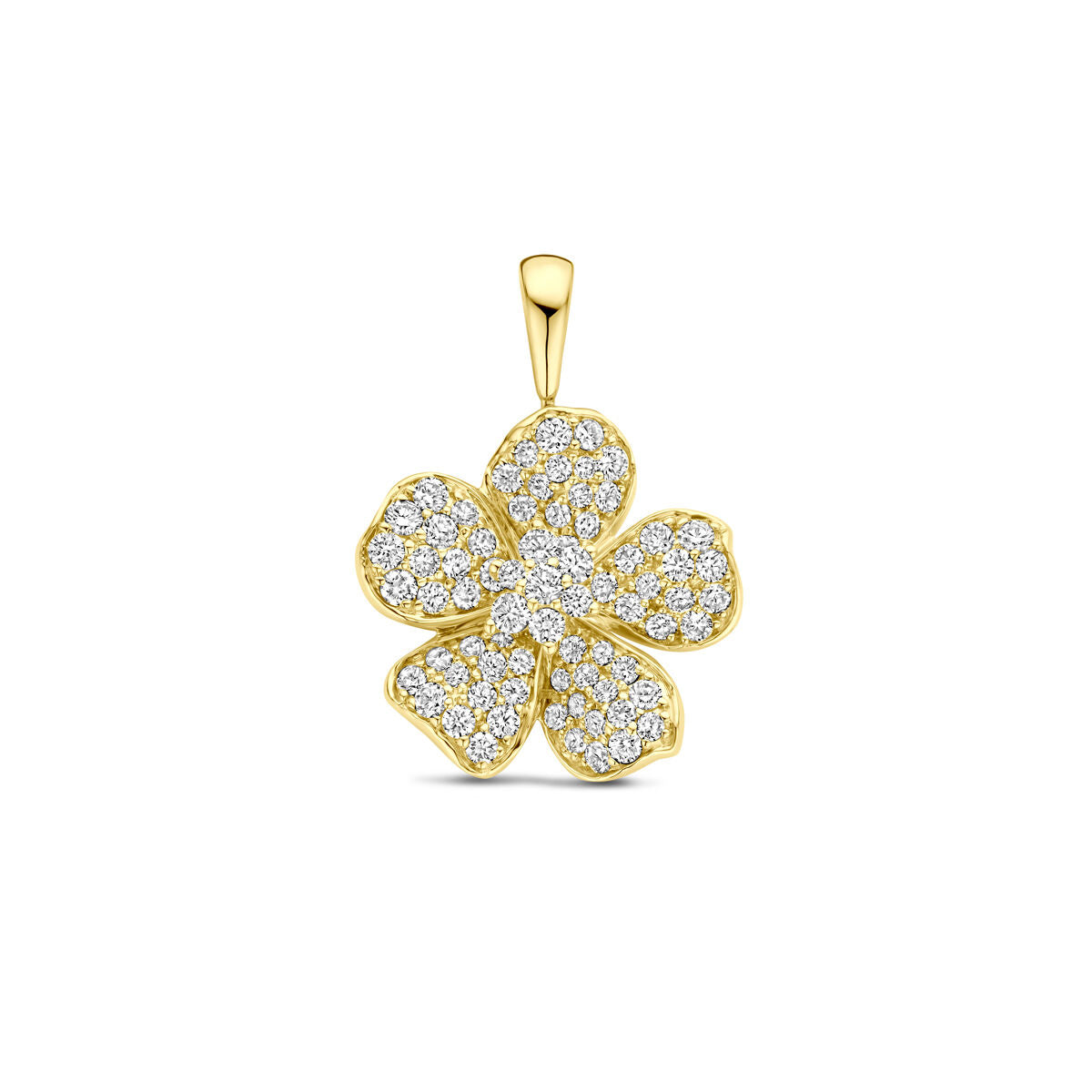 14K geelgouden hanger bloem diamant 0.75ct h si 21,5 mm - 4033525 - PansiteNederland.nl